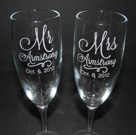 Personalized Wedding Champagne Flutes Custom Engraved Wedding Glasses Toasting Glasses