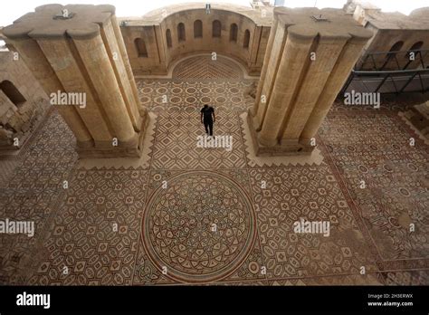 Jericho 28th Oct 2021 A Palestinian Worker Stands On Mosaic Panels