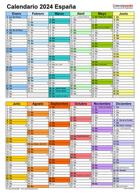 Calendario 2024 En Word Excel Y Pdf Calendarpedia