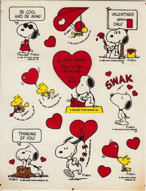 Snoopy Valentines Day Stickers Advertisements Art And Collectibles