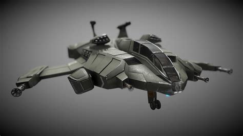 3D Model Sci Fi Futuristic Heavy Assault Fighter VR AR Low Poly