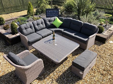 Premium Large Rattan Corner Sofa Set Teak Garden Furniture Outlet