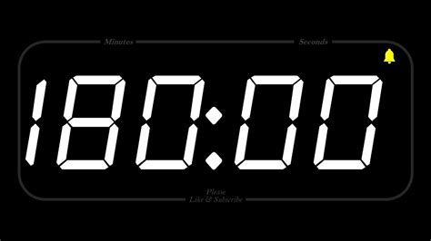 180 Minute Timer And Alarm 1080p Countdown Youtube