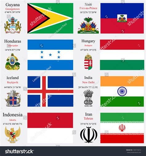 World Flags Guyana Haiti Honduras Hungary Stock Illustration 150115412 Shutterstock