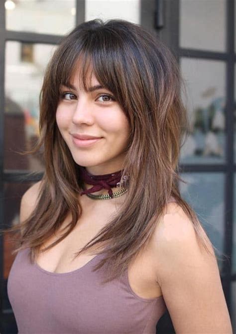 Sumptuous Face Framing Bangs Hairstyle For Women Shoulder Length