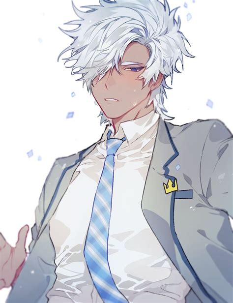 Anime boys come in all sorts of different hair colors; Anime Guy | Darker Skin Shade | Light Blue/White Hair ...