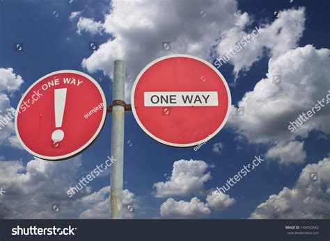 Round Sign No Entry One Way Stock Photo 149450342 Shutterstock
