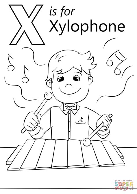 Letter X is for Xylophone coloring page from Letter X category. Select
