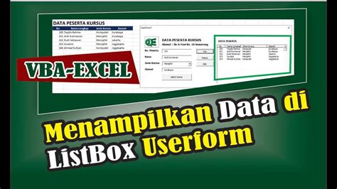 Cara Menampilkan Data Di Listbox Userform Vba Excel Youtube