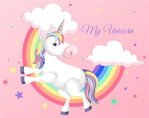 unicorn  rainbow  pink background    vectors