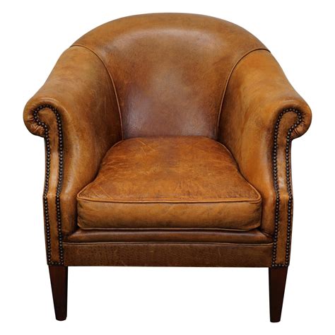 Vintage Dutch Cognac Colored Leather Club Chair At 1stdibs