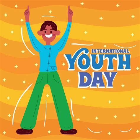 Isolated Happy Male Youth Character Happy Youth Day Template Vector