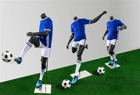 Headless Matte Gray Soccer Mannequin Kicking Pose