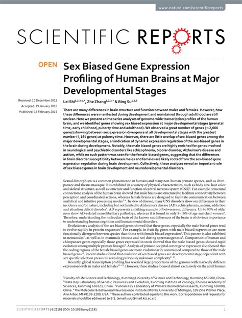 Pdf Sex Biased Gene Expression Profiling Of Human Brains At Major