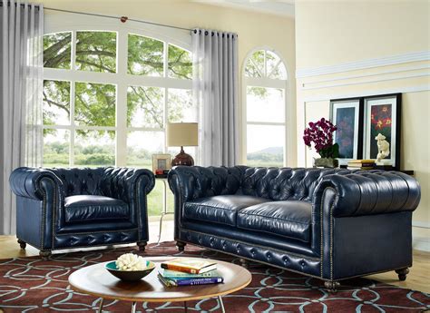Durango Rustic Blue Leather Living Room Set From Tov S38 C45