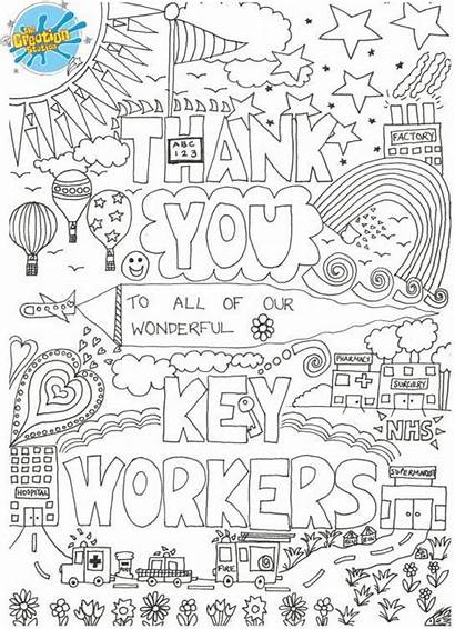 Colouring Workers Key Thank Coloring Printable Sheets