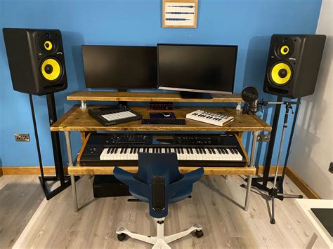 Industrial Style Music Studio Desk With Extending Keyboard Etsy
