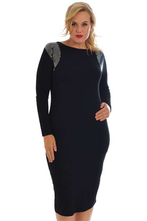 New Ladies Dress Plus Size Party Bodycon Womens Midi Sequin Glitter Nouvelle Ebay