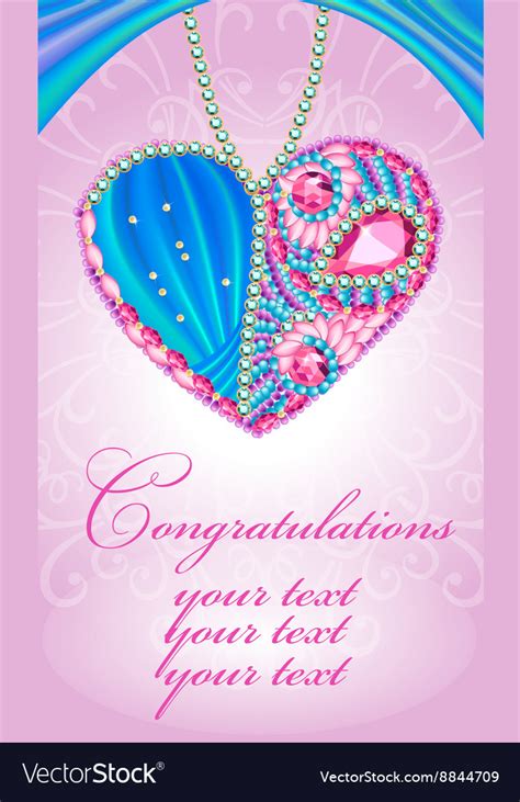 Congratulations Card As Heart Of Gems Royalty Free Vector