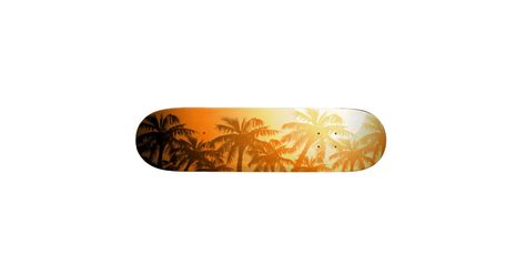 Tropical Palm Trees At Sunset Skateboard