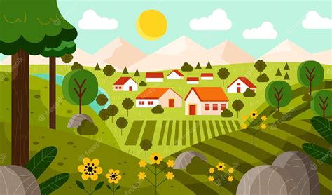 Rural Landscape With Fields And Hills Royalty Free SVG Cliparts Clip