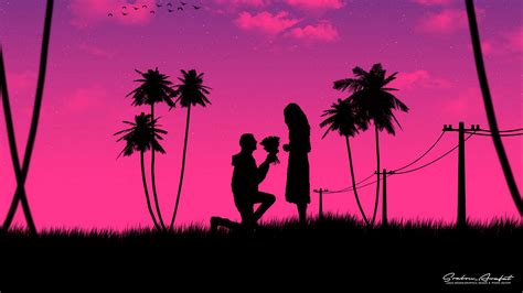 Download Wallpaper 1920x1080 Silhouettes Love Couple