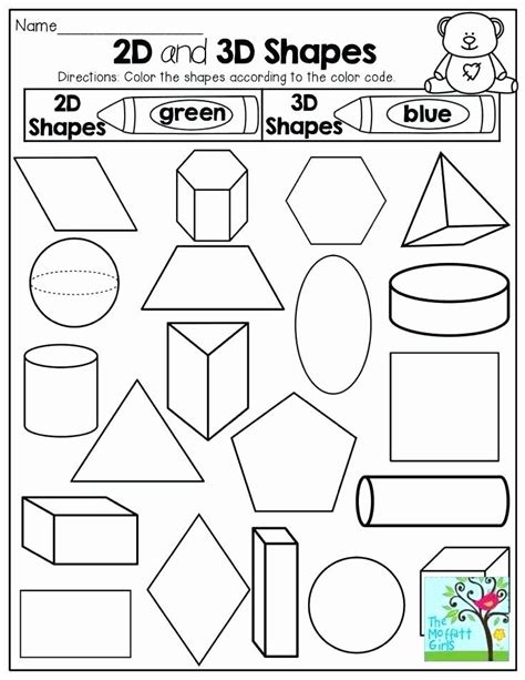 2d Shapes Worksheets Kindergarten Kindergarten 3 Dimensional Shapes