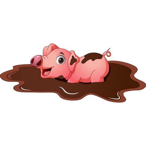 Cute Pig Cartoon In The Mud 17103668 Vector Art At Vecteezy