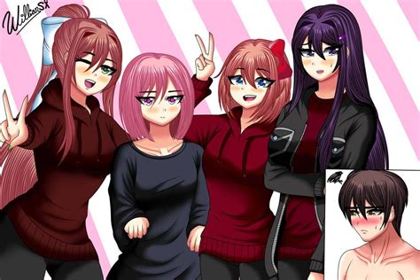 Ddlc The Girls In Mc S Clothes Ddlc Fanart By Willianxs On