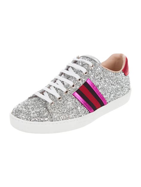 Gucci Glitter Web Sneakers Silver Sneakers Shoes Guc181793 The
