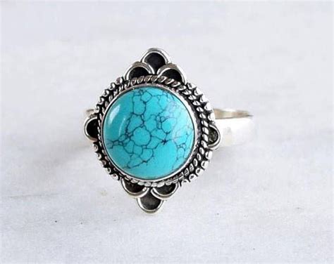 Turquoise RingGold RingStatement Ring Gemstone Ring Copper Etsy In