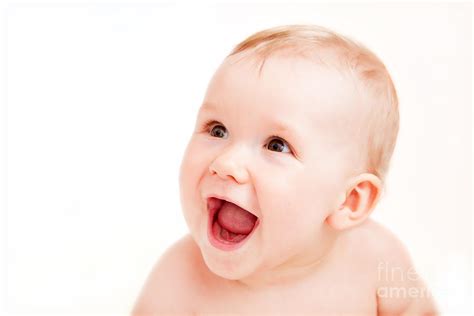 Cute Happy Baby Laughing On White Photograph By Michal Bednarek