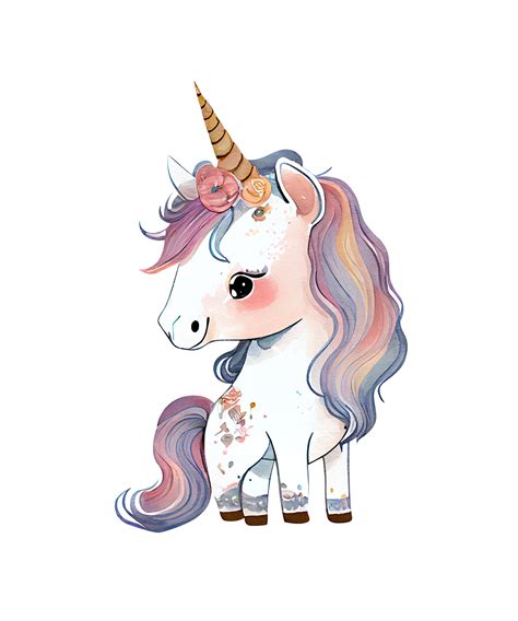 Free Baby Unicorn Watercolor 22206606 Png With Transparent Background