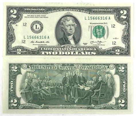 Lightly Circulated Dollar Bills Authentic US Two Dollar Notes EBay Dollar Dollar Bill