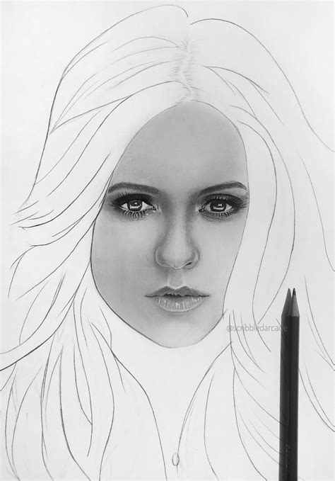 Sketch Of Nina Dobrev Aka Elena Gilbert ️ Pencil Art Drawings