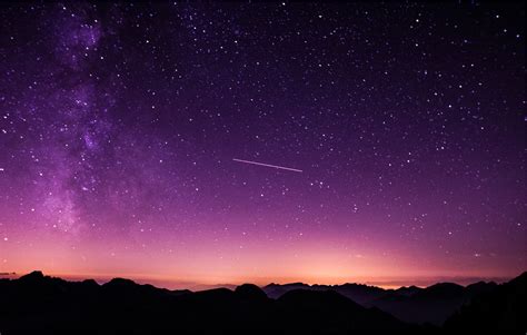 shooting stars in purple sky hd nature 4k wallpapers images backgrounds photos and pictures