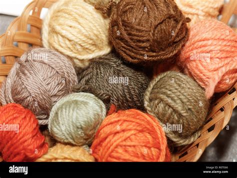 Woolen Colorful Balls Of Yarn Mushroom Dye Stock Photo Alamy