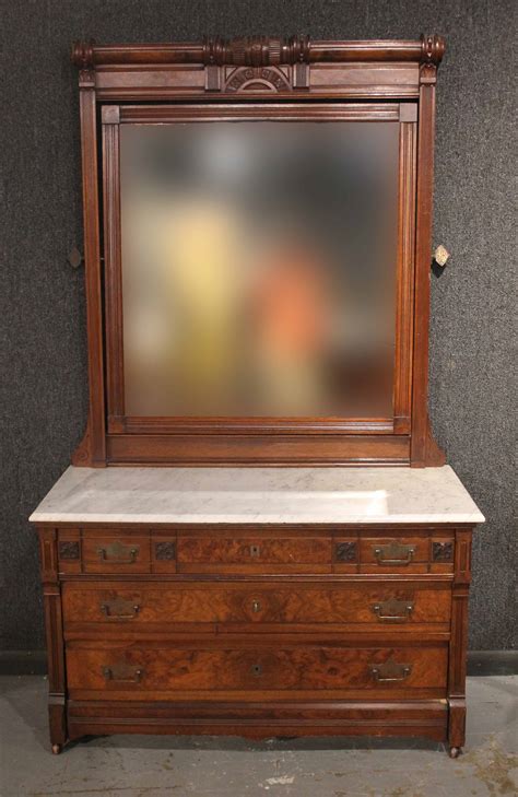 Lot Detail Victorian Marble Top Mahogany Mirror On Chest