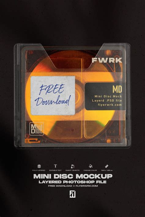 Download Mini Disc Photoshop Mockup. Great for creating artistic bold promotional designs. Transparent ...