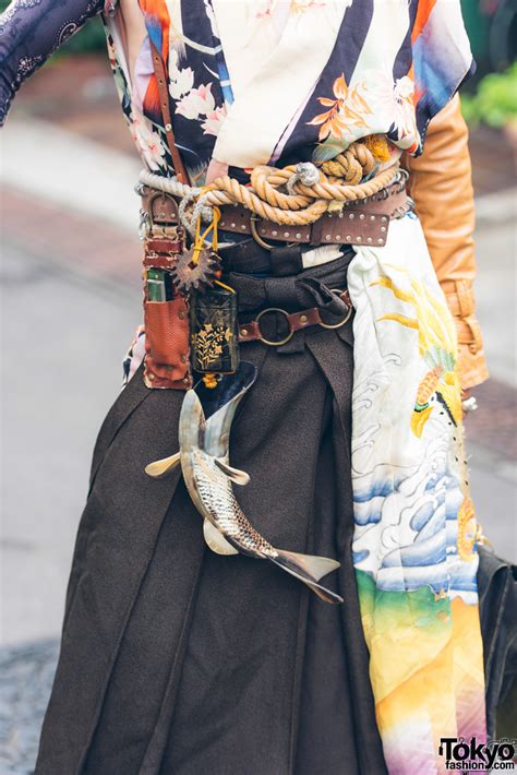 Japanese Steampunk Street Fashion W Embroidered Kimono Geta Sandals