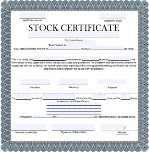 Blank Stock Certificates Free Printables