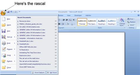 Mengenal Fungsi 9 Menu Di Office Button Microsoft Word 2007 Panduan
