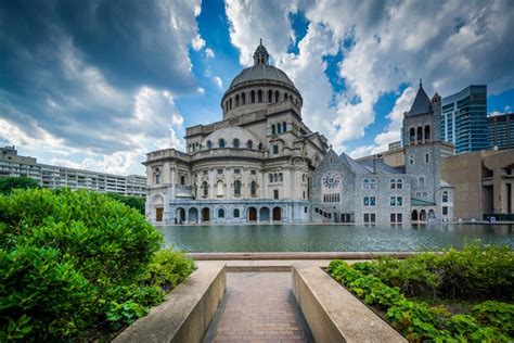 Gardens And The First Church Of Christ Scientist In Boston Ma Stock