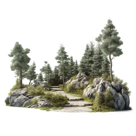 Premium AI Image Piece Of Wild Land With Trees And Dirt Road And Tracking Pathway Isometric