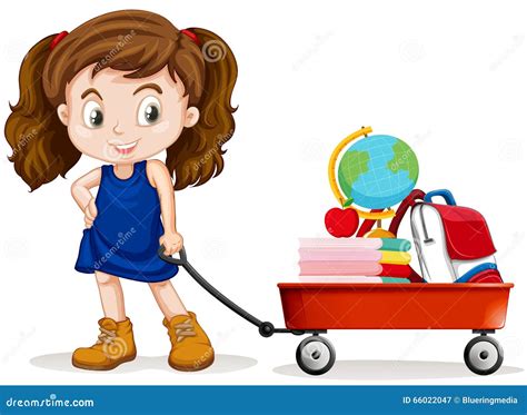 Boy Pulling A Red Wagon Stock Illustration 13901587