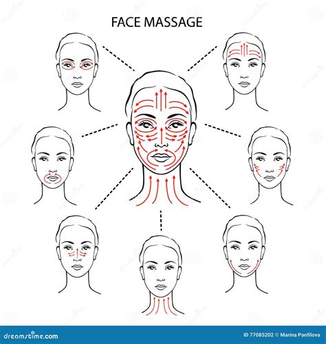 set of face massage instructions stock vector illustration of effect rejuvenating 77085202