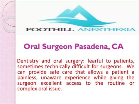 Ppt Oral Surgeon Pasadena Ca Powerpoint Presentation Free Download
