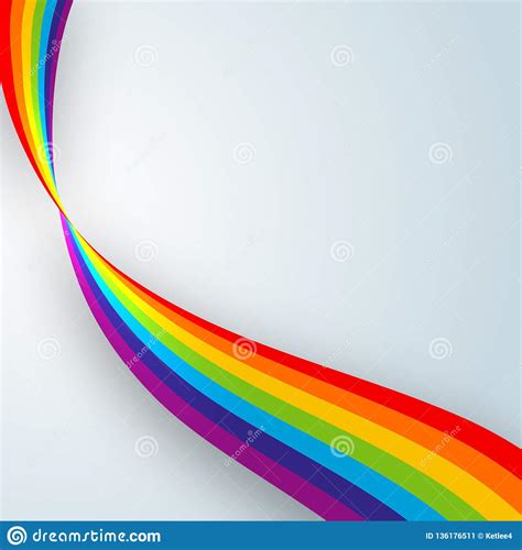 Bright Abstract Wavy Lines Of Rainbow Colors On A Light Background