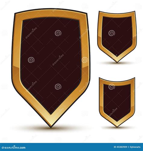 Renown Black Shield Shape Emblems 3d Stock Illustration Illustration