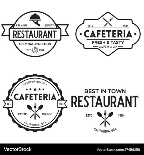 Vintage Restaurant Logos Design Templates Set Vector Image